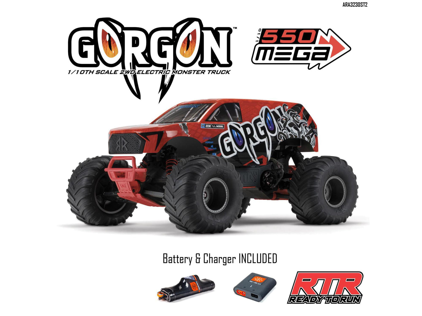 1/10 GORGON MEGA 550 2WD MT with Battery & Charger Red