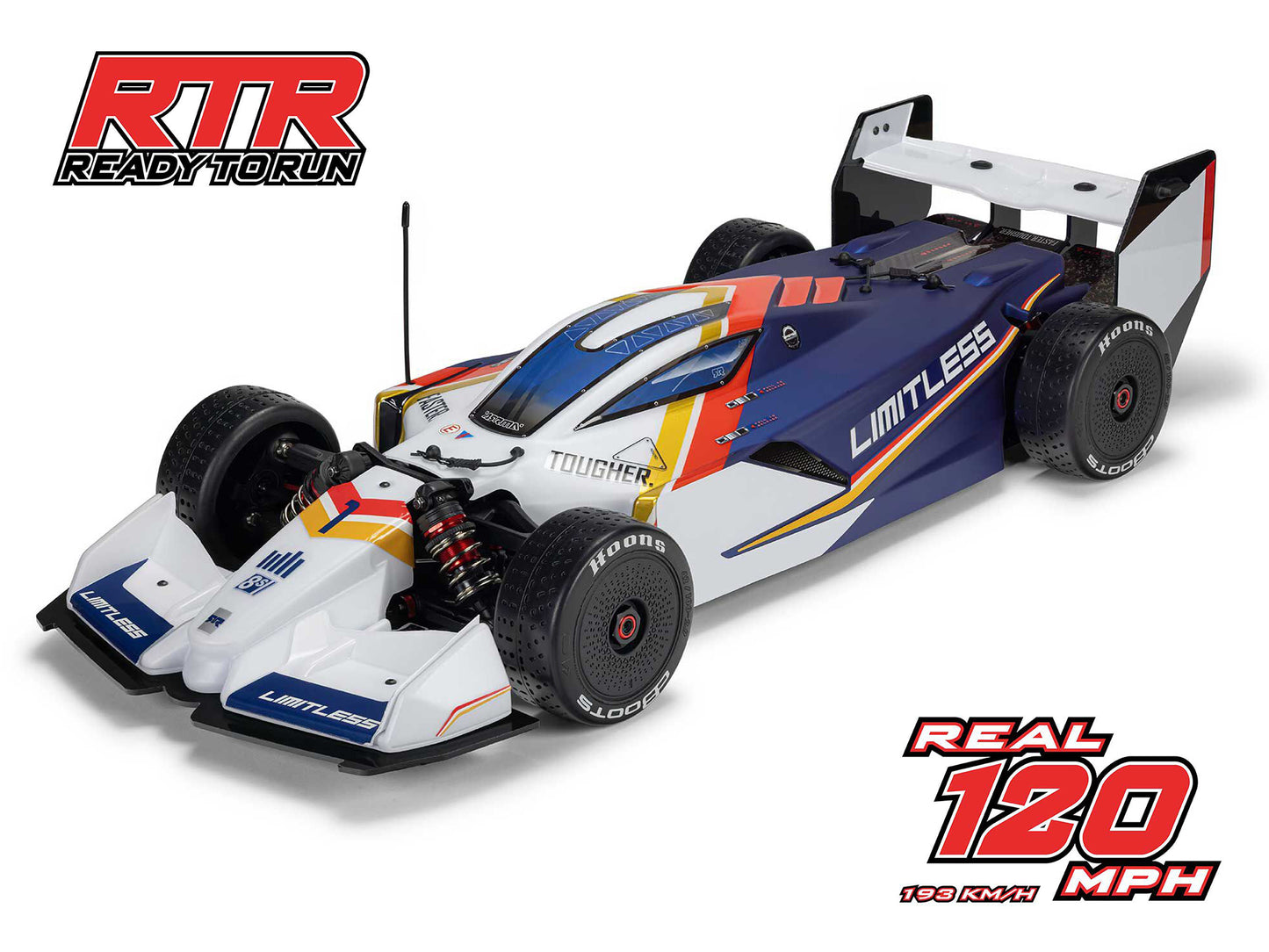 1/7 LIMITLESS 120 8S AVC 4X4 RTR Street Speed, White/Blue