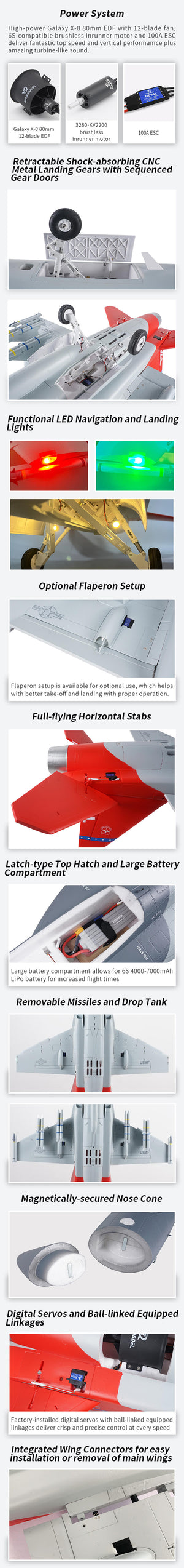 XFLY EDF 80MM T-7A RED HAWK W/O TX/RX/BATT