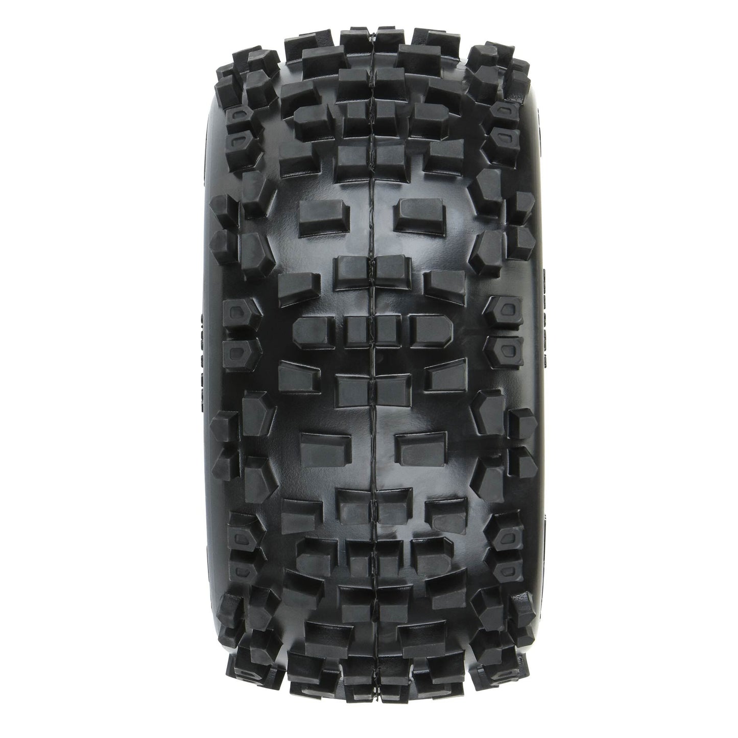 1/8 Badlands F/R 3.8" MT tyres Mounted 17mm Blk Raid (2)