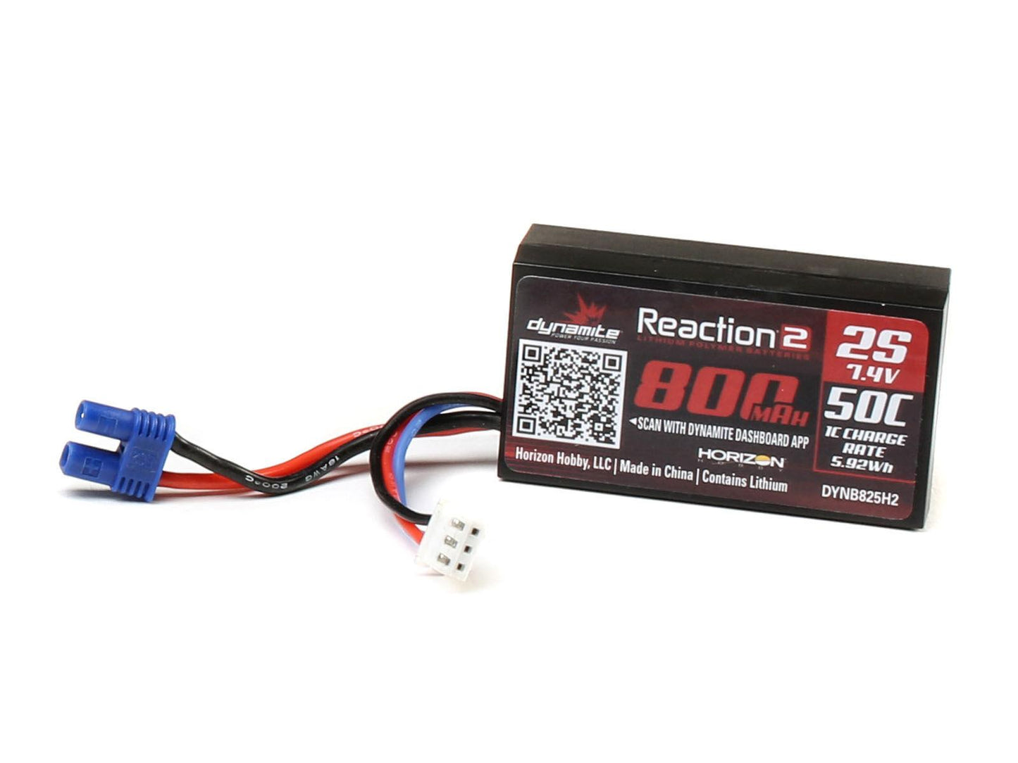7.4V 800mAh 2S 50C Hardcase LiPo Battery EC2