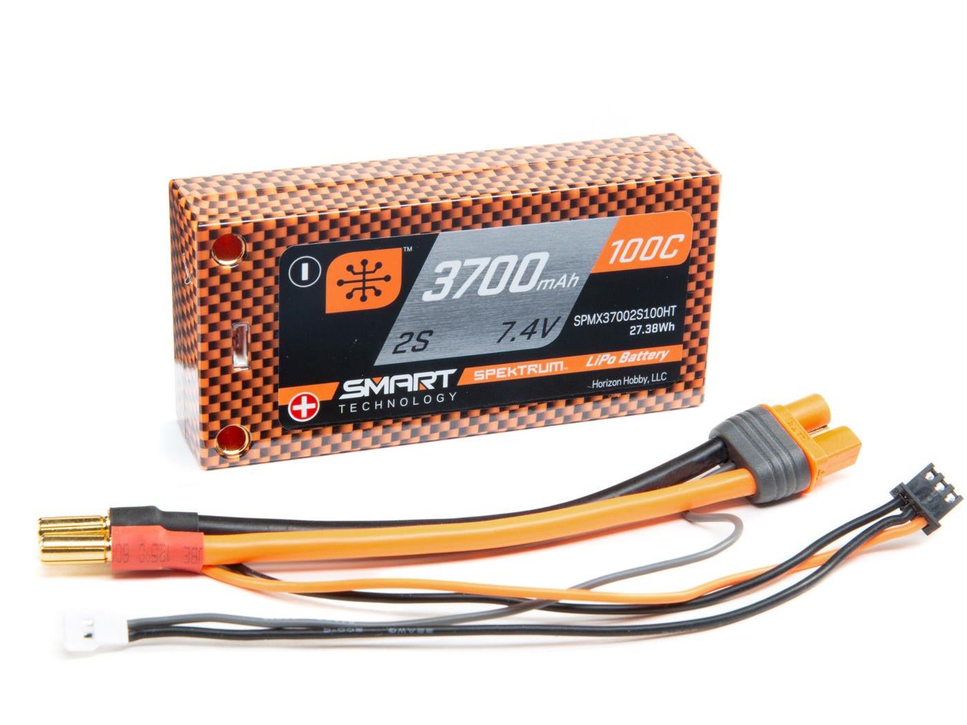 3700mAh 2S 7.4V 100C Smart LiPo Short HC 5mm Tubes