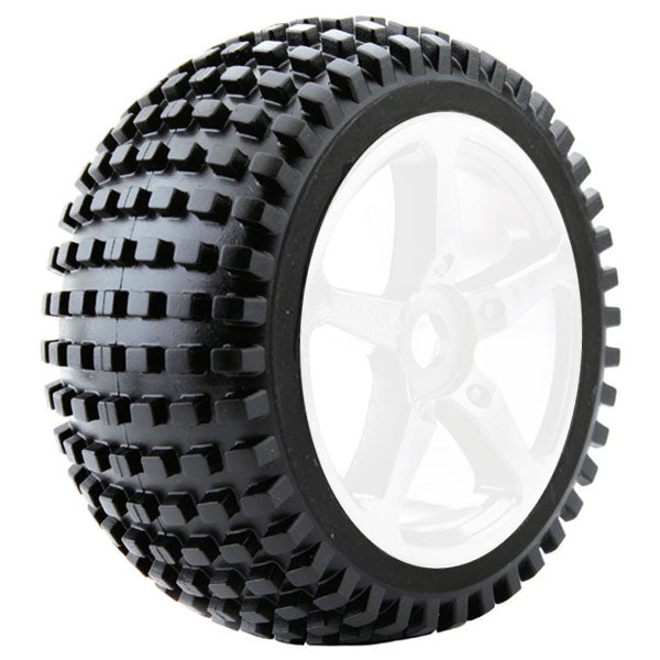 FASTRAX 1/8 TRUGGY ROCK MTD ON 5-SPOKE WHITE 0 OFFSET(PR) - RC Hobby Product