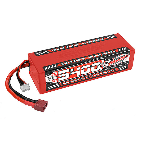 CORALLY SPORT RACING 50C LIPO BATTERY 5400MAH 11.1V STICK 3S HARDWIRE T-PLUG - High-Speed RTR RC Truck