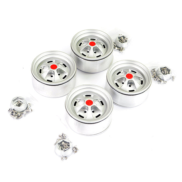FASTRAX ALUMINUM BEADLOCK STAR 1.9" WHEELS - SILVER (4PC) - RC Hobby Product