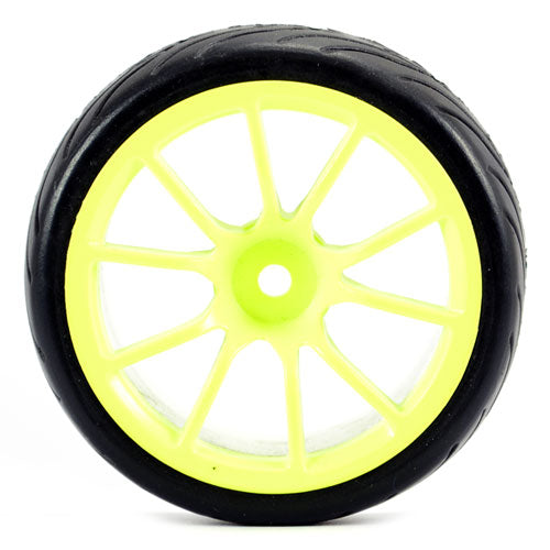 FASTRAX 1/10 STREET/TREAD TYRE 10SP NEON YELLOW WHEEL - RC Hobby Product