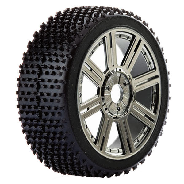 FASTRAX 1/8 CUBOID MOUNTED ON 8-SPOKE BLACK CHROME (PR) - RC Hobby Product