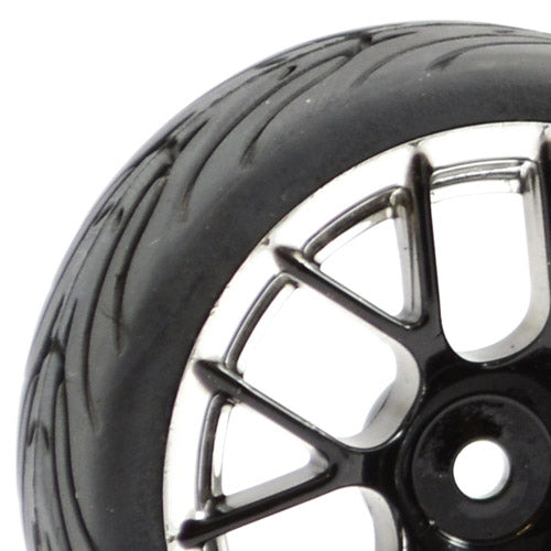 FASTRAX 1/10 STREET/TREAD TYRE 14SP BLACK/CHROME WHEEL - RC Hobby Product