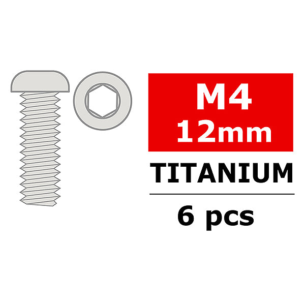 CORALLY TITANIUM SCREWS M4 X 12MM HEX BUTTON HEAD 6 PCS - High-Speed RTR RC Truck