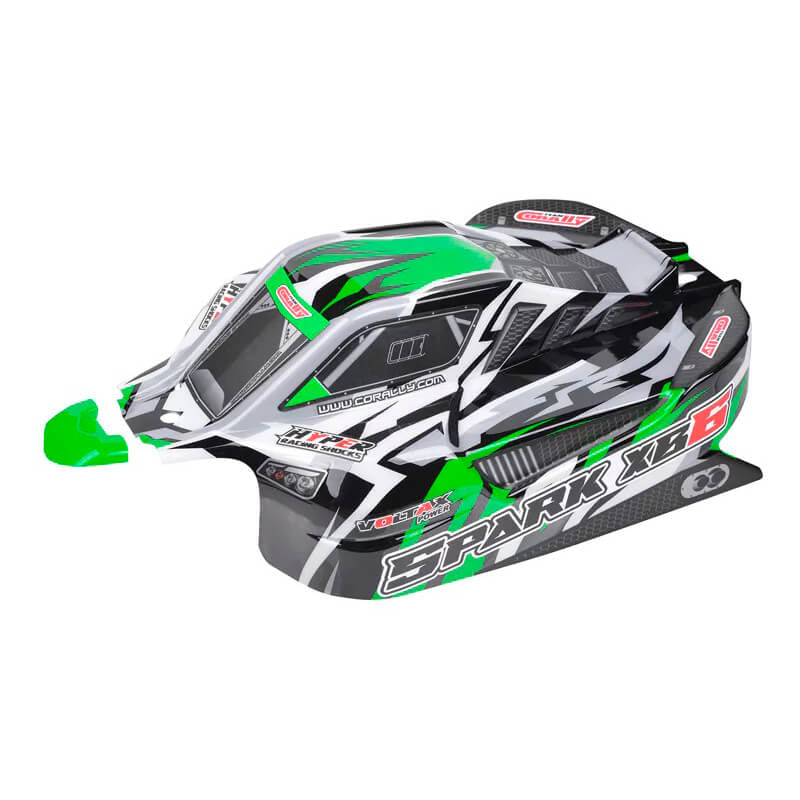 TEAM CORALLY POLYCARBONATE BODY SPARK XB6 GREEN CUT DECAL SHEET - High-Speed RTR RC Truck