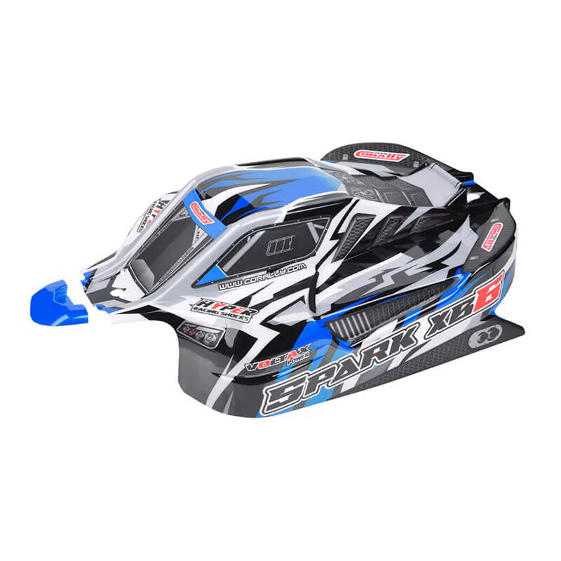 TEAM CORALLY POLYCARBONATE BODY SPARK XB6 BLUE CUT DECAL SHEET - High-Speed RTR RC Truck
