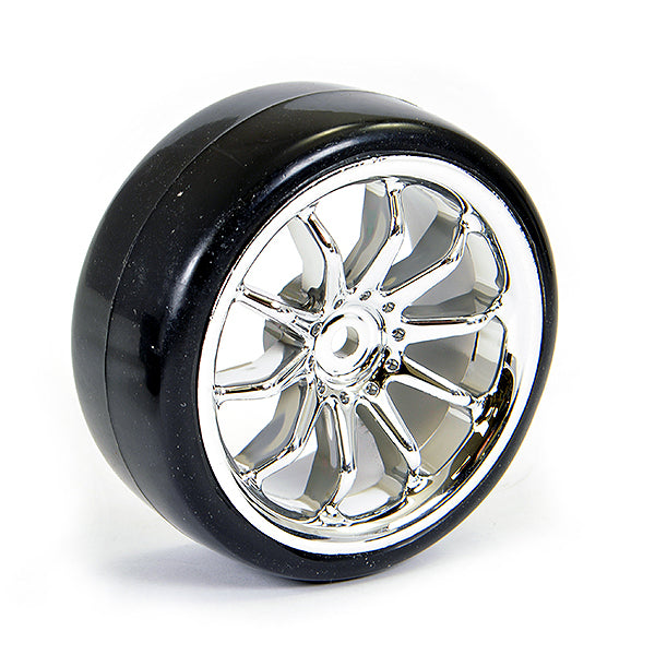 FASTRAX 1/10 STREET/DRIFT 10SP SCALE CHROME WHEEL & V2 TYRE - RC Hobby Product