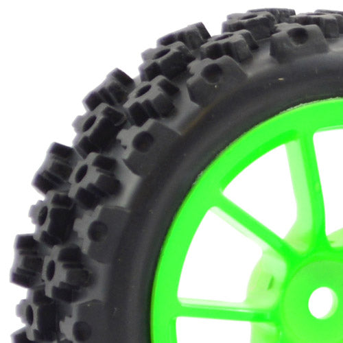 FASTRAX 1/10 STREET/RALLY TYRE 10SP GREEN WHEEL - RC Hobby Product