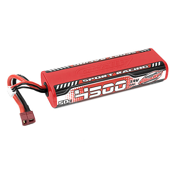 CORALLY SPORT RACING 50C LIPO BATTERY 4500MAH 7.4V ROUND 2S STICK T-PLUG - High-Speed RTR RC Truck
