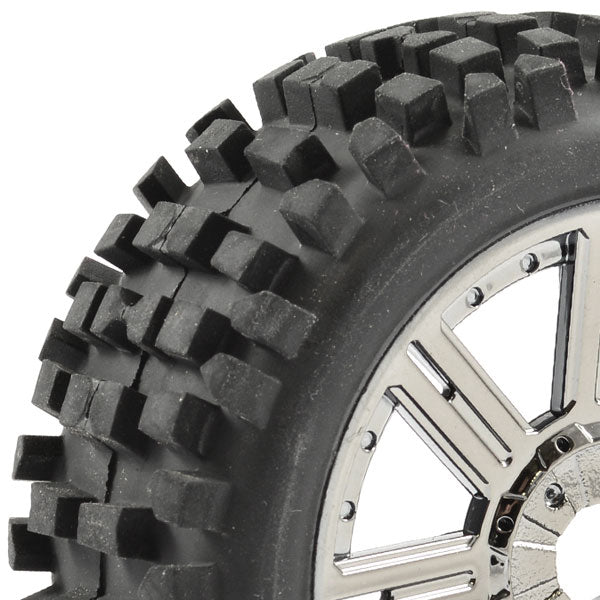 FASTRAX 1/8 ROCK BLOCK MOUNTED ON 8-SPOKE BLACK CHROME (PR) - RC Hobby Product