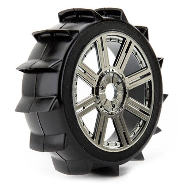 FASTRAX 1/8 PADDLE MOUNTED ON 8-SPOKE BLACK CHROME (PR) - RC Hobby Product