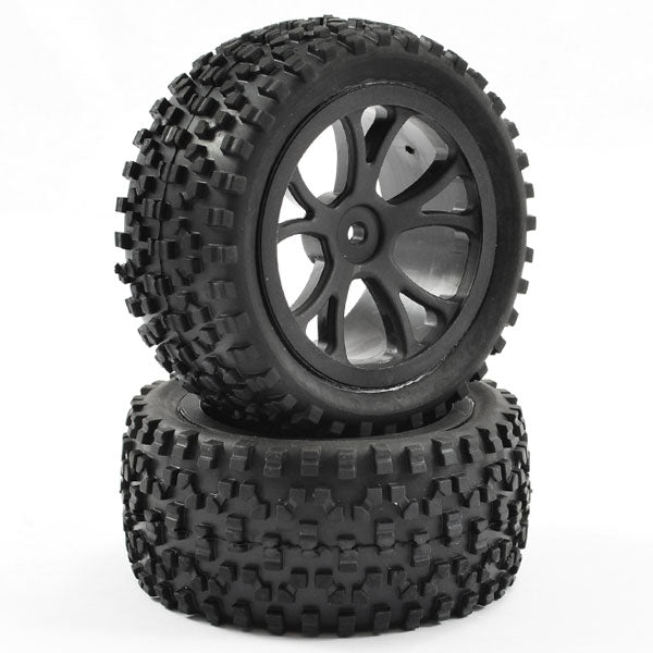FASTRAX 1/10TH MOUNTED CUBOID BUGGY REAR TYRES 10-SPOKE - RC Hobby Product