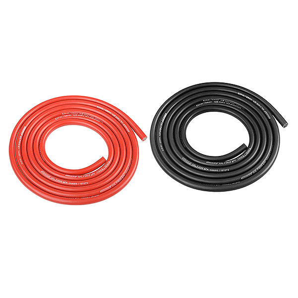 CORALLY ULTRA V+ SILICONE WIRE SUPER FLEXIBLE BLACK AND RED 14AWG 1018/0.05 STRANDS OD 3.5MM 2X 1M - High-Speed RTR RC Truck