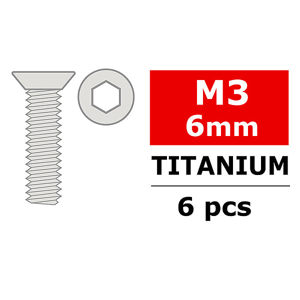 CORALLY TITANIUM SCREWS M3 X 6MM HEX FLAT HEAD 6 PCS - High-Speed RTR RC Truck