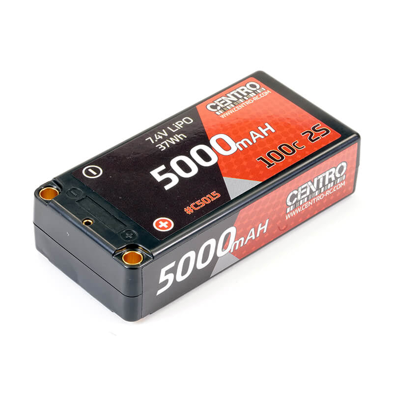 CENTRO 5000MAH 2S 7.4V 100C HARDCASE SHORTY LIPO BATTERY - RC Hobby Product