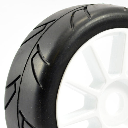 FASTRAX 1/8TH PREMOUNTED SLICK TYRES 'HAWK/SPLIT SPOKE' - RC Hobby Product