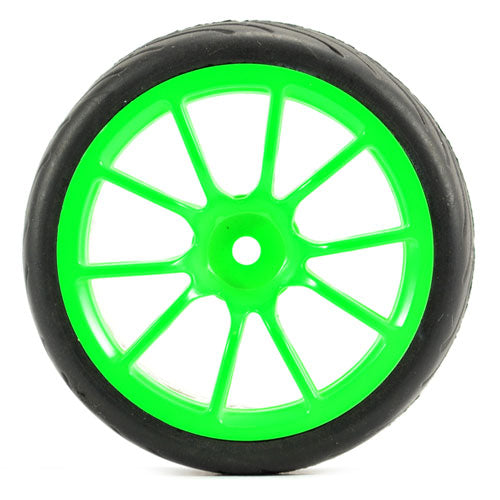 FASTRAX 1/10 STREET/TREAD TYRE 10SP NEON GREEN WHEEL - RC Hobby Product