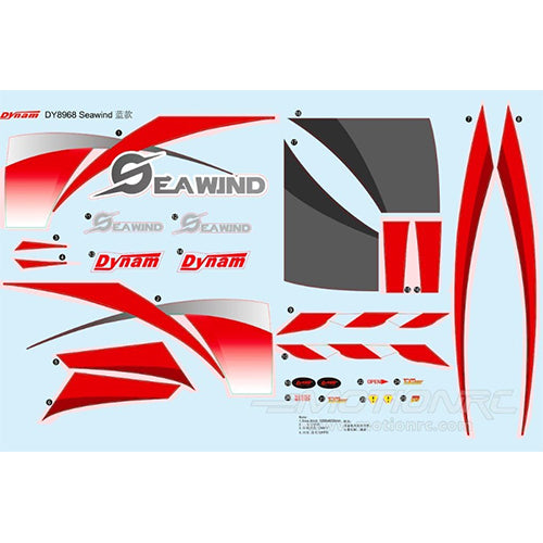 DYNAM SEAWIND RED DECAL SHEET - RC Hobby Product
