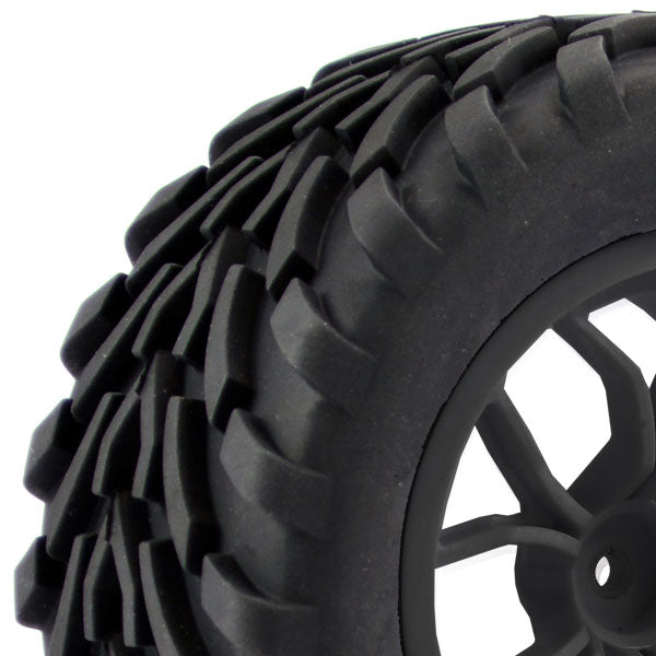 FASTRAX 1/10 MEGA-V TRUCK TYRE MOUNTED ON 12-SPOKE (12mm HEX) - RC Hobby Product
