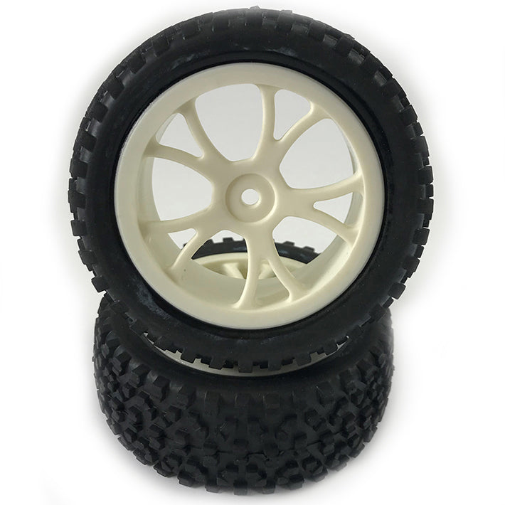 FASTRAX 1/10TH MOUNTED CUBOID BUGGY FRONT TYRES WHITE 10-SP - RC Hobby Product