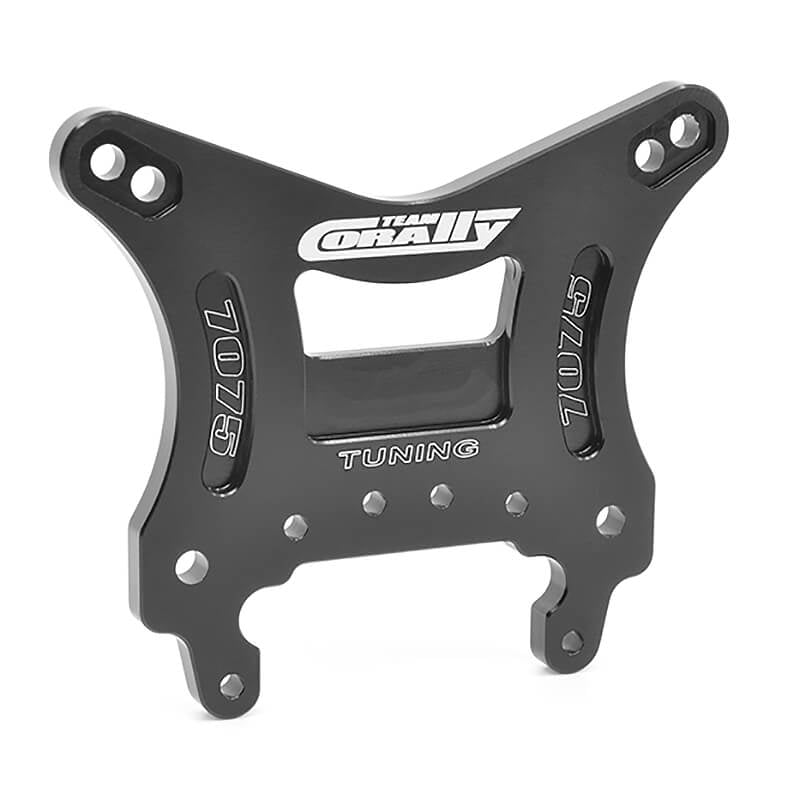 CORALLY SHOCK TOWER ASUGA XLR FRONT SWISS MADE 7075 T6 5MM HARD ANODISED BLACK - High-Speed RTR RC Truck