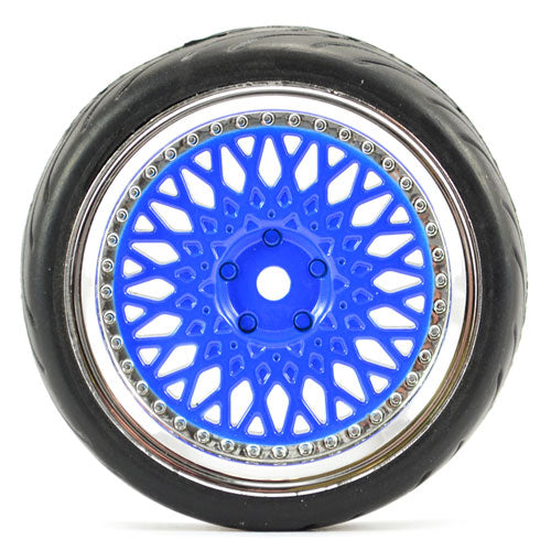 FASTRAX 1/10 STREET/TREAD TYRE CLASSIC BLUE/CHROME WHEEL - RC Hobby Product