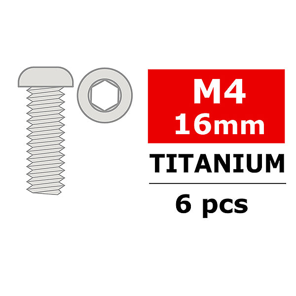 CORALLY TITANIUM SCREWS M4 X 16MM HEX BUTTON HEAD 6 PCS - High-Speed RTR RC Truck