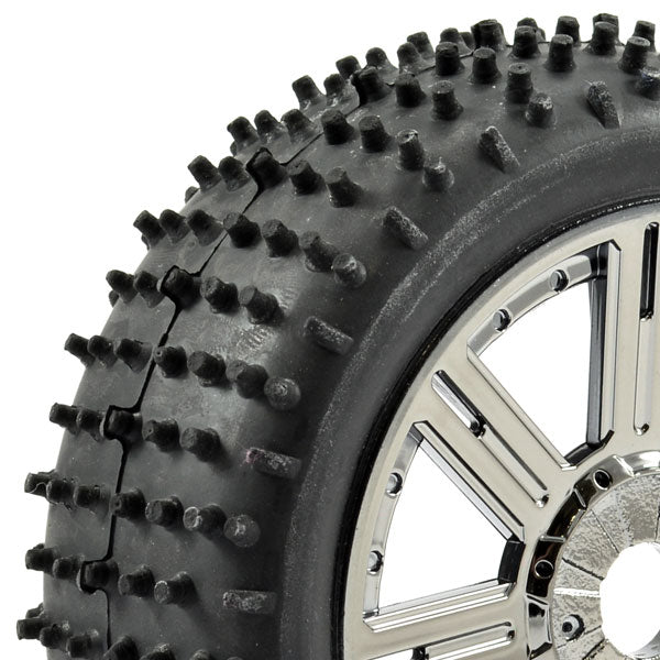 FASTRAX 1/8 LUGGER MOUNTED ON 8-SPOKE BLACK CHROME (PR) - RC Hobby Product