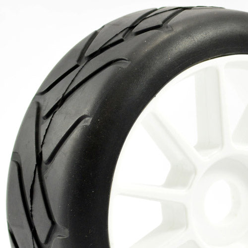 FASTRAX 1/8TH PREMOUNTED SLICK TYRES 'GRID IRON/10 SPOKE' - RC Hobby Product