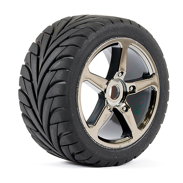 FASTRAX 1/8 TRUGGY EAGLE MTD 5-SPOKE BK CHROME 0 OFFSET(PR) - RC Hobby Product