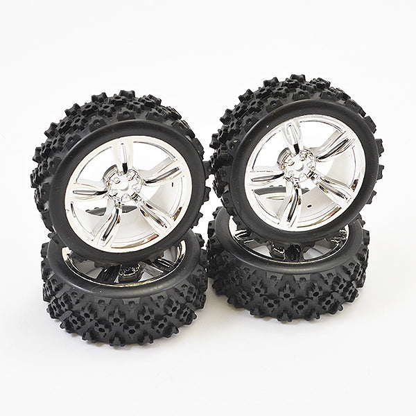 FASTRAX 1/10TH TOURING WHEEL/ RALLY BLOCK 5-SPOKE CHROME (4) - RC Hobby Product