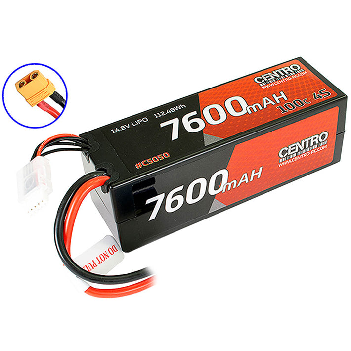 CENTRO 4S 7600MAH 14.8V 100C HARDCASE LIPO BATTERY XT90 - RC Hobby Product