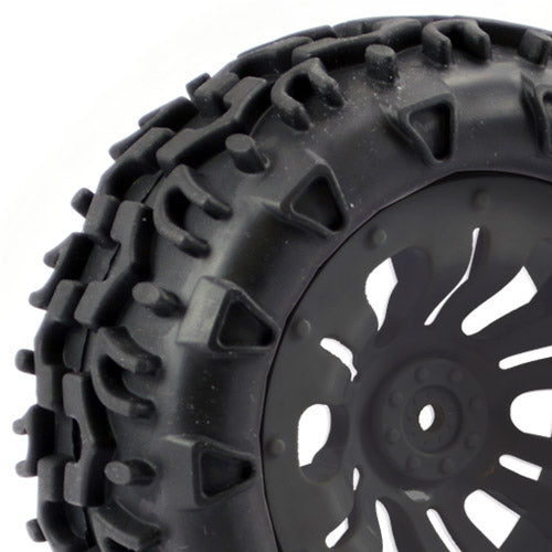 FASTRAX 1/10 KLAXON TRUCK TYRE MOUNTED ON 12-SPOKE (12mm HEX) - RC Hobby Product
