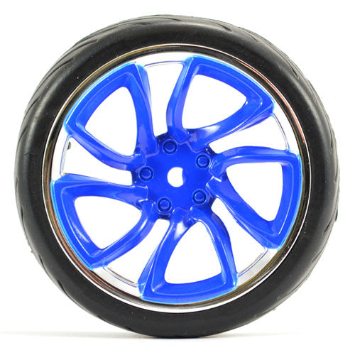 FASTRAX 1/10 STREET/TREAD TYRE TRI-5 BLUE/CHROME WHEEL - RC Hobby Product
