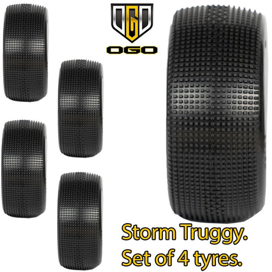 OGO 1/8 Truggy Storm Tyres - Med/Soft - Red Dot - 4Pcs