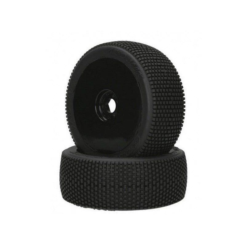 Performa 1/8 Buggy Premounted Gridlock Tires Red - Carbon Wheel - 2pcs