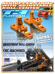 T3 ALU UPPER CLAMP WITH ADJ. ROLL-CENTER (L+R) - ORANGE - RC Hobby Product