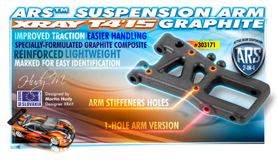 ARS - ACTIVE REAR SUSPENSION ARM - GRAPHITE - 1-HOLE - RC Hobby Product