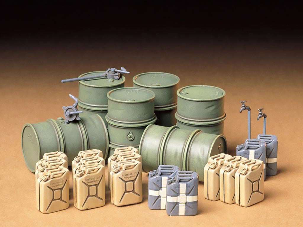 German Fuel Drums & Jerry Cans Set