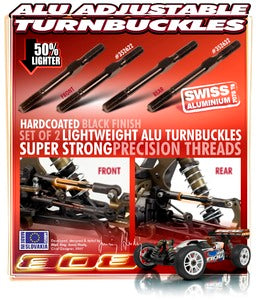 ALU ADJ. TURNBUCKLE 64MM M5 L/R - SWISS 7075 T6 (2) - RC Hobby Product