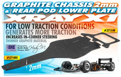 X1 GRAPHITE 2.0MM REAR POD LOWER PLATE - RC Hobby Product