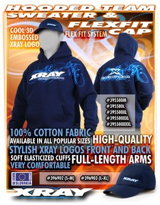 XRAY SWEATER HOODED - BLUE (XXL) - RC Hobby Product