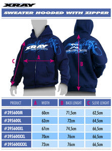 XRAY SWEATER HOODED WITH ZIPPER - BLUE (M) - RC Hobby Product