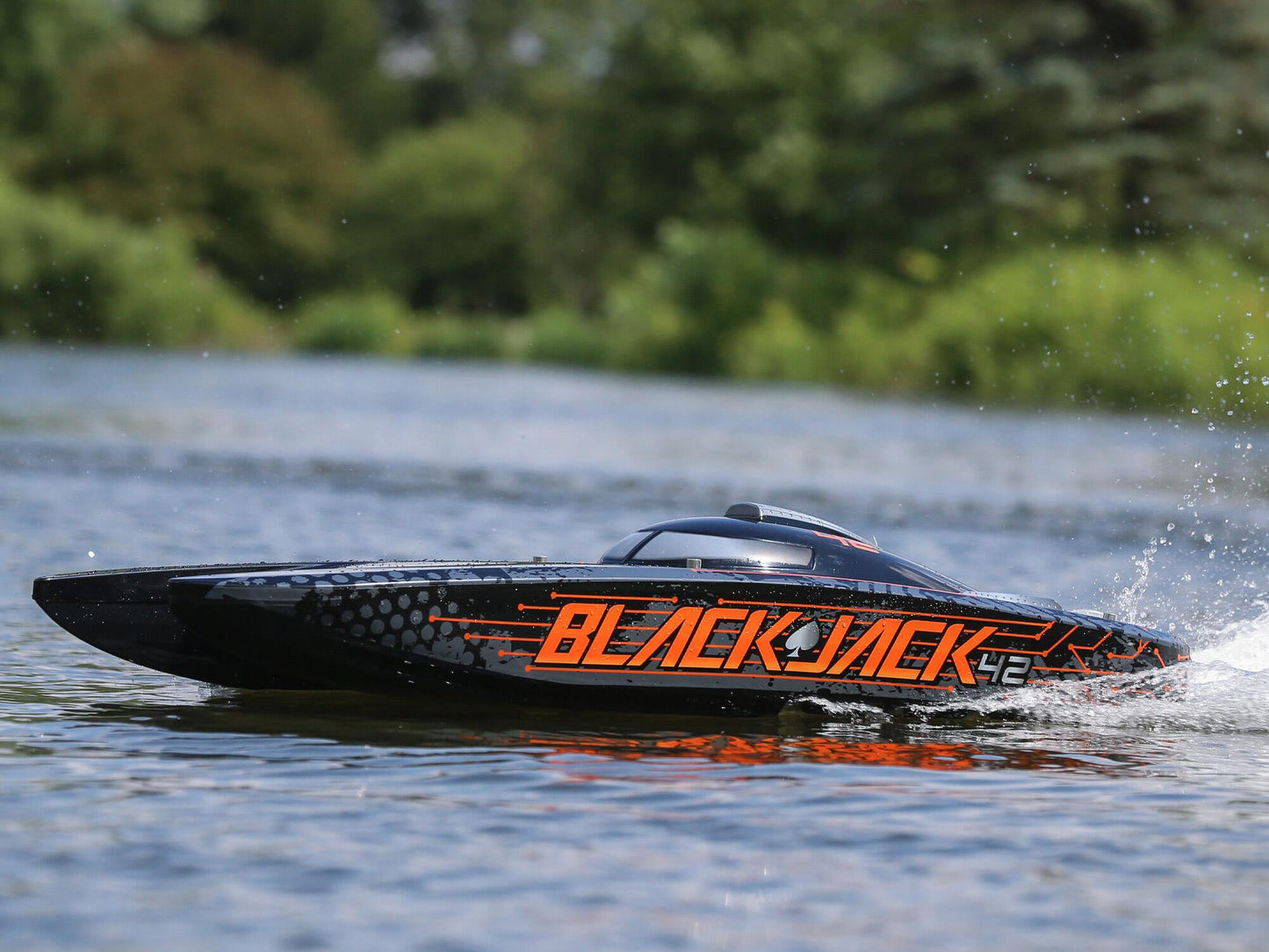 Blackjack 42" 8S Brushless Catamaran RTR: Black/Orange