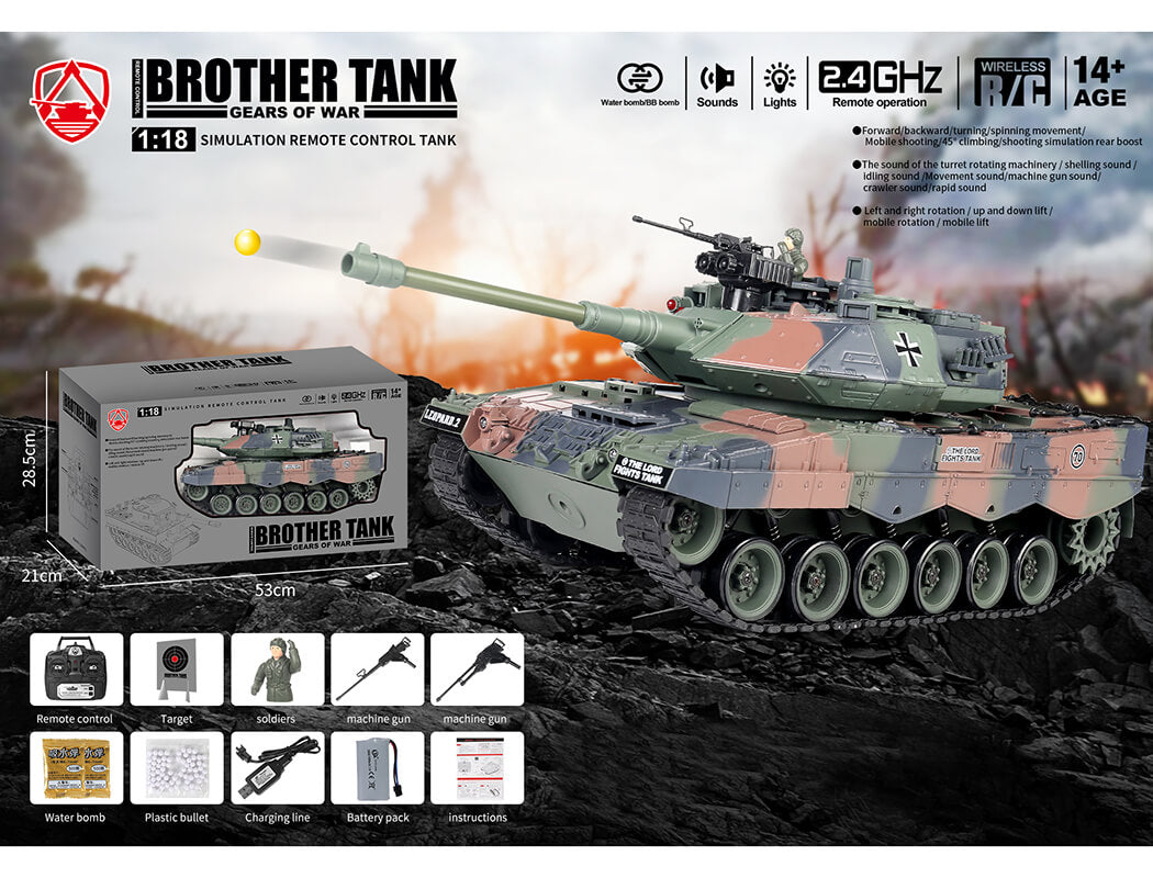 BROTHER TANK RC TANK 1:18 GERMAN LEOPARD 2 CAMO